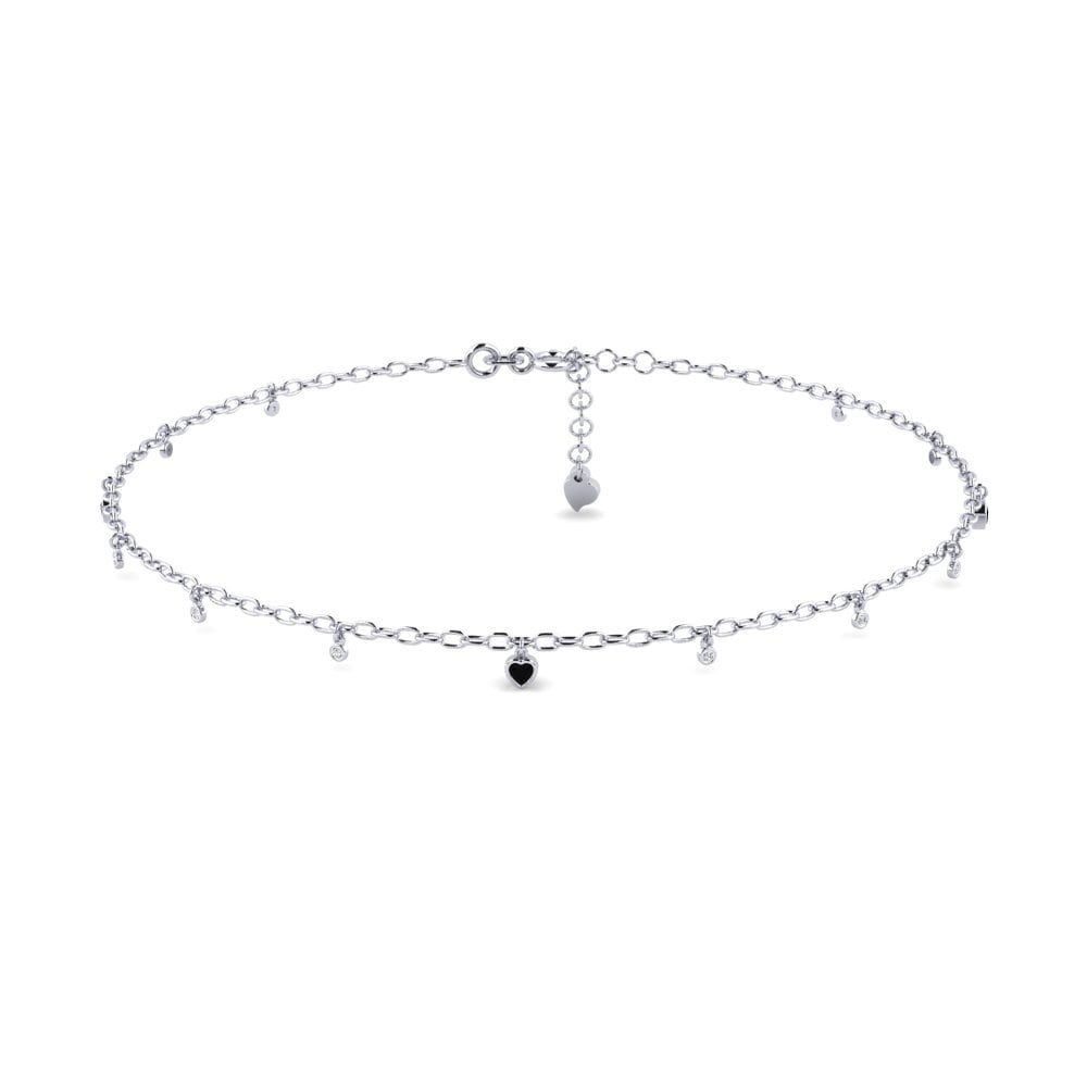 Heart Black Onyx Women's Anklet Barcin
