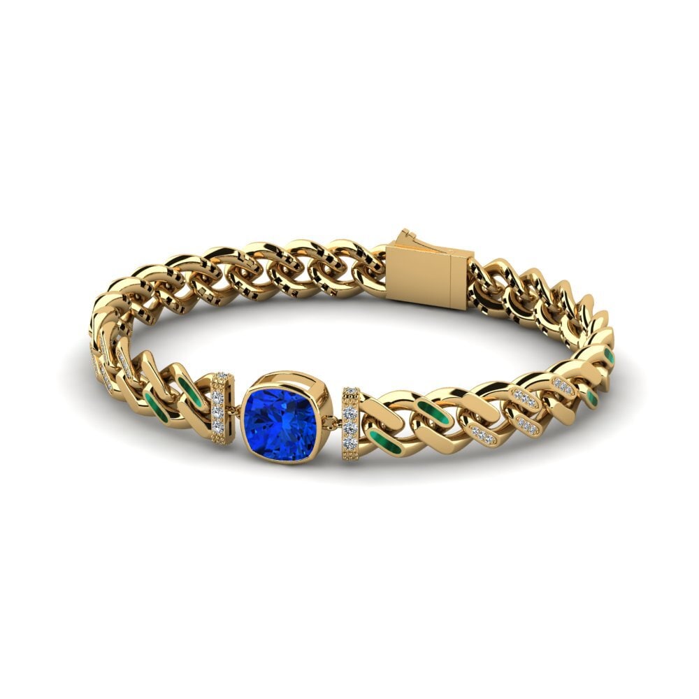 14k Oro Amarillo Safiro (Creado en Laboratorio) Pulsera de Mujer Bardenes