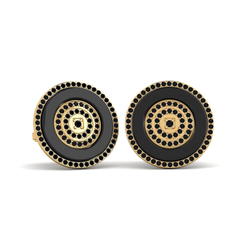 9ct Yellow Gold Black Diamond Cufflink Barga