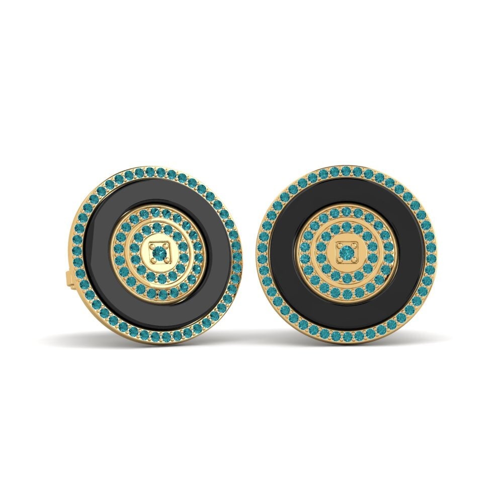 18ct Yellow Gold Blue Diamond Cufflink Barga
