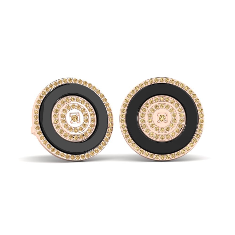 14ct Rose Gold Brown Diamond Cufflink Barga