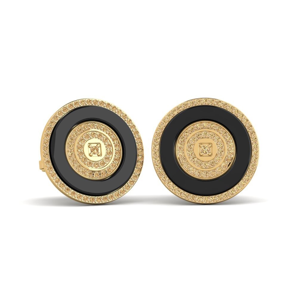 18ct Yellow Gold Brown Diamond Cufflink Barga