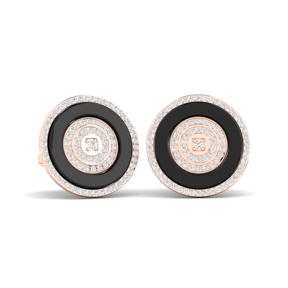 14ct Rose Gold White sapphire Cufflink Barga