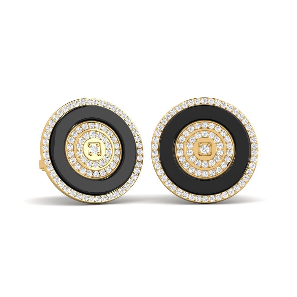 14ct Yellow Gold White sapphire Cufflink Barga