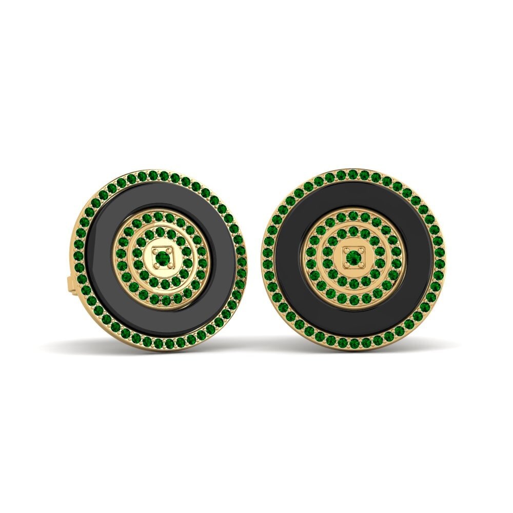 9ct Yellow Gold Green Zirconia Cufflink Barga