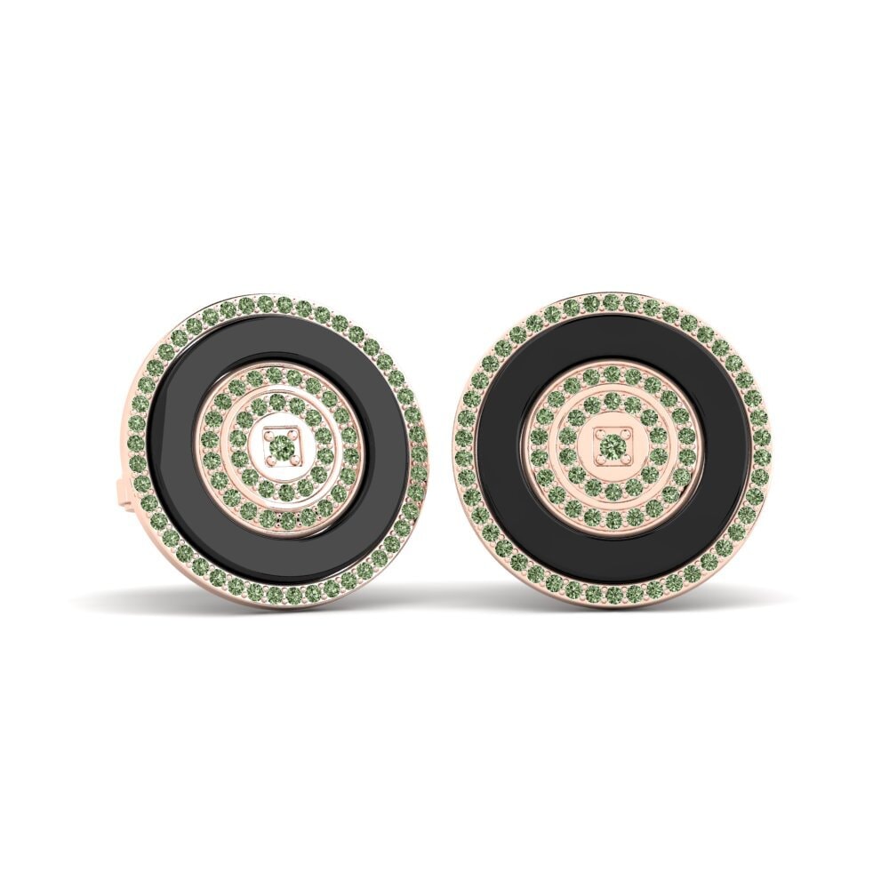 14ct Rose Gold Green Diamond Cufflink Barga