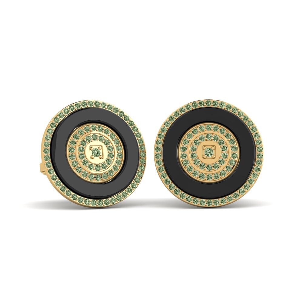 9ct Yellow Gold Green Diamond Cufflink Barga