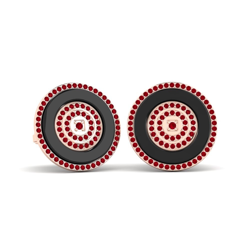 14k Oro Rosa Circonita Roja Gemelo Barga
