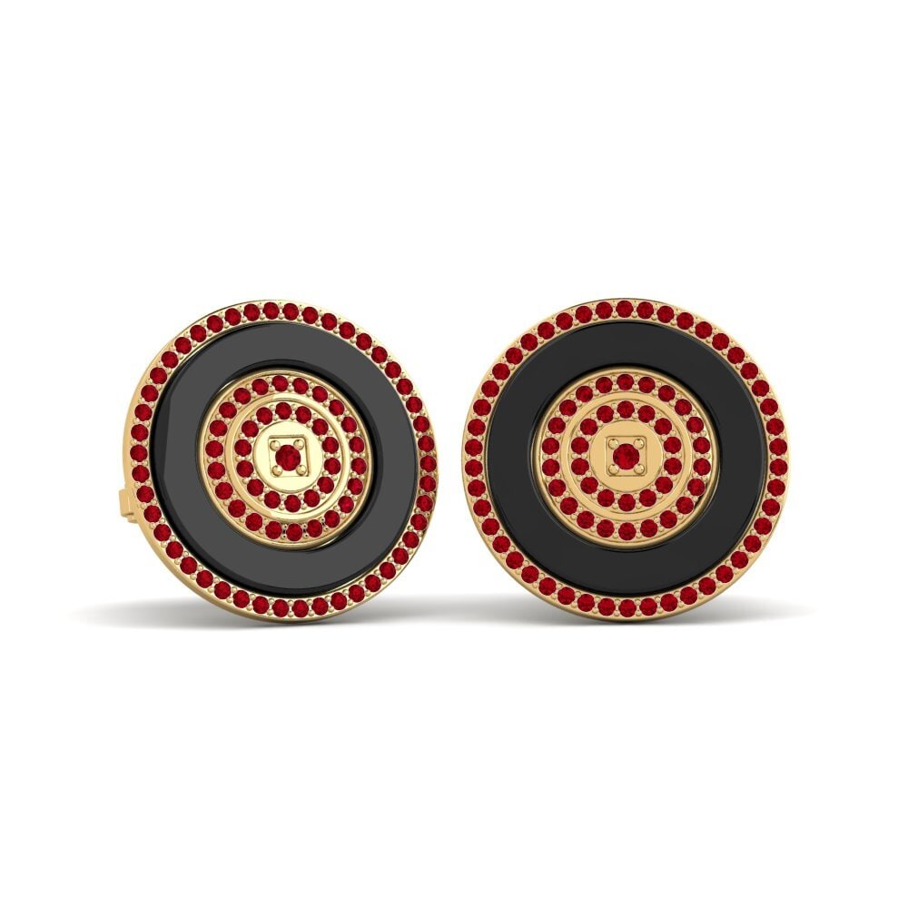 9ct Yellow Gold Red Zirconia Cufflink Barga