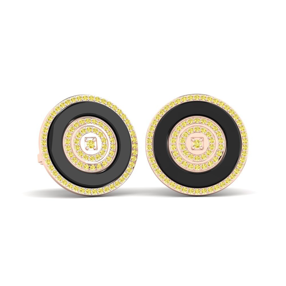 14ct Rose Gold Yellow Sapphire Cufflink Barga