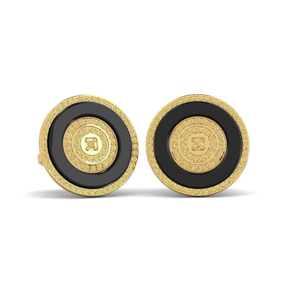 9ct Yellow Gold Yellow Diamond Cufflink Barga