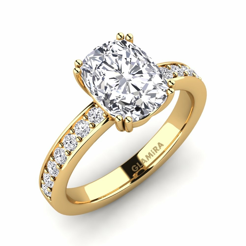 Solitaire Pave Engagement Rings Bargas 585 Yellow Gold Diamond