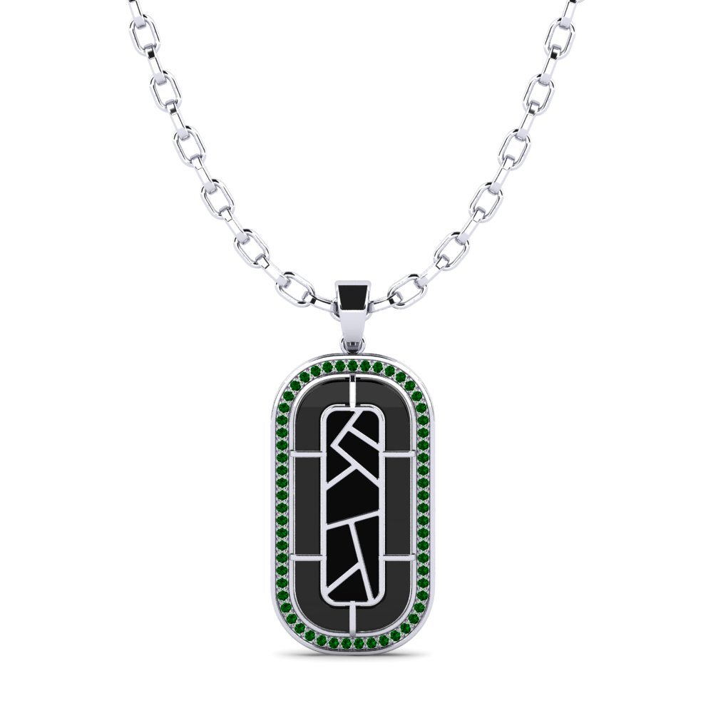 950 Platinum Green Zirconia Men's Pendant Barney
