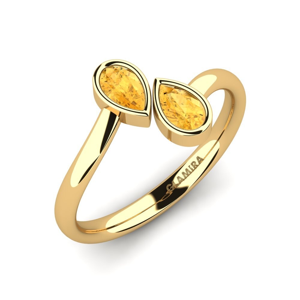18k Oro Amarillo Citrino Anillo de compromiso Barnie
