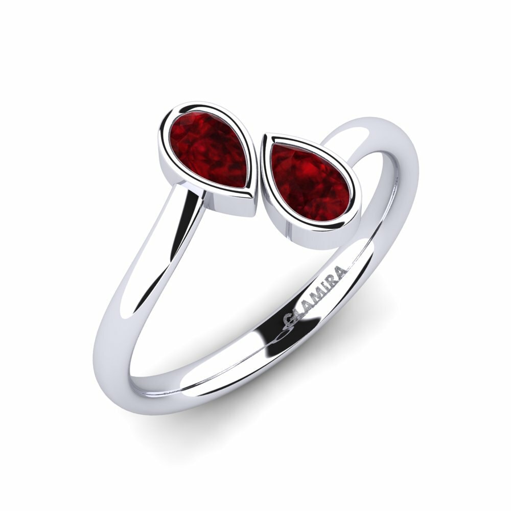 Two-Stone Rings Barnie 585 White Gold Ruby