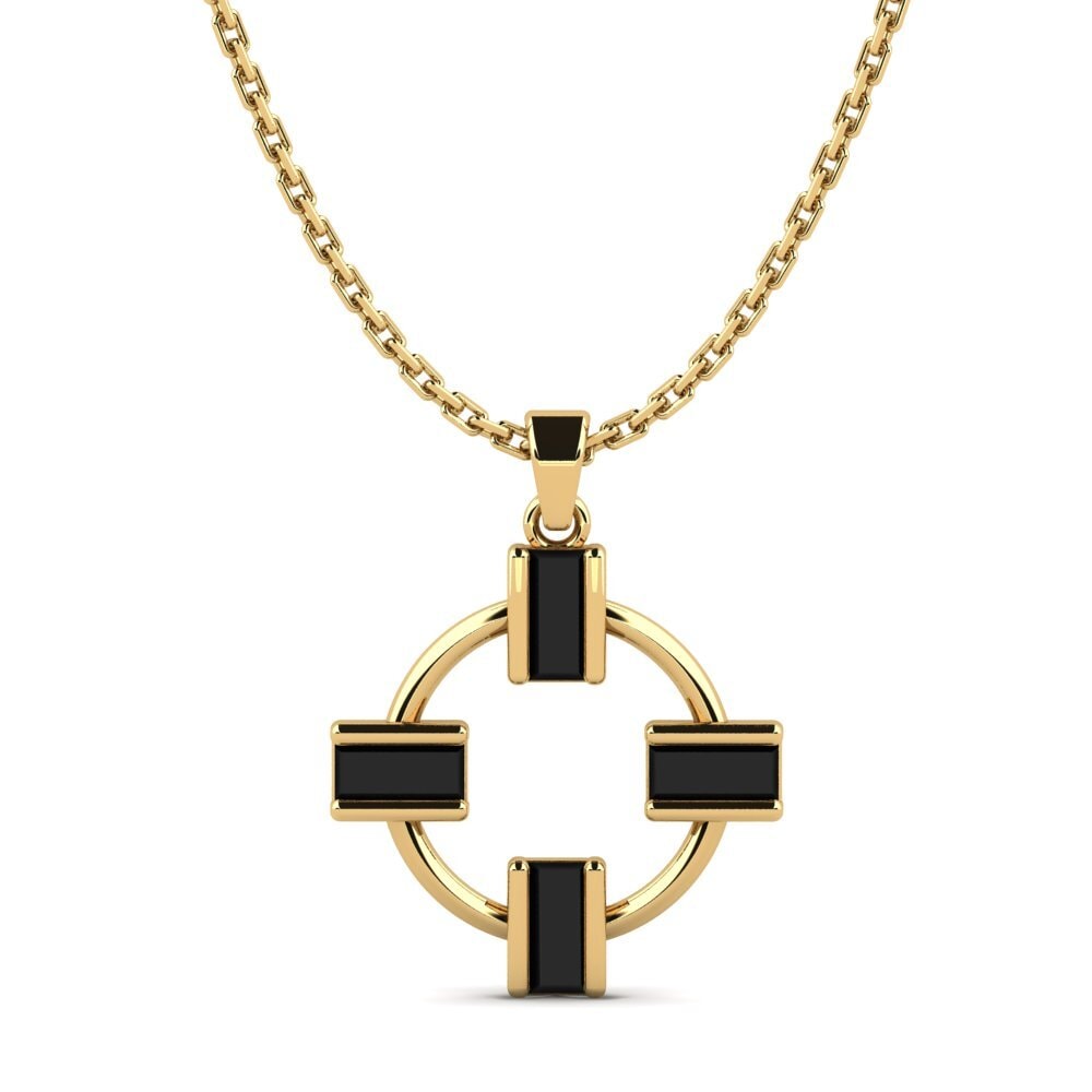 Baguette Black Sapphire Women's Pendant Barquette