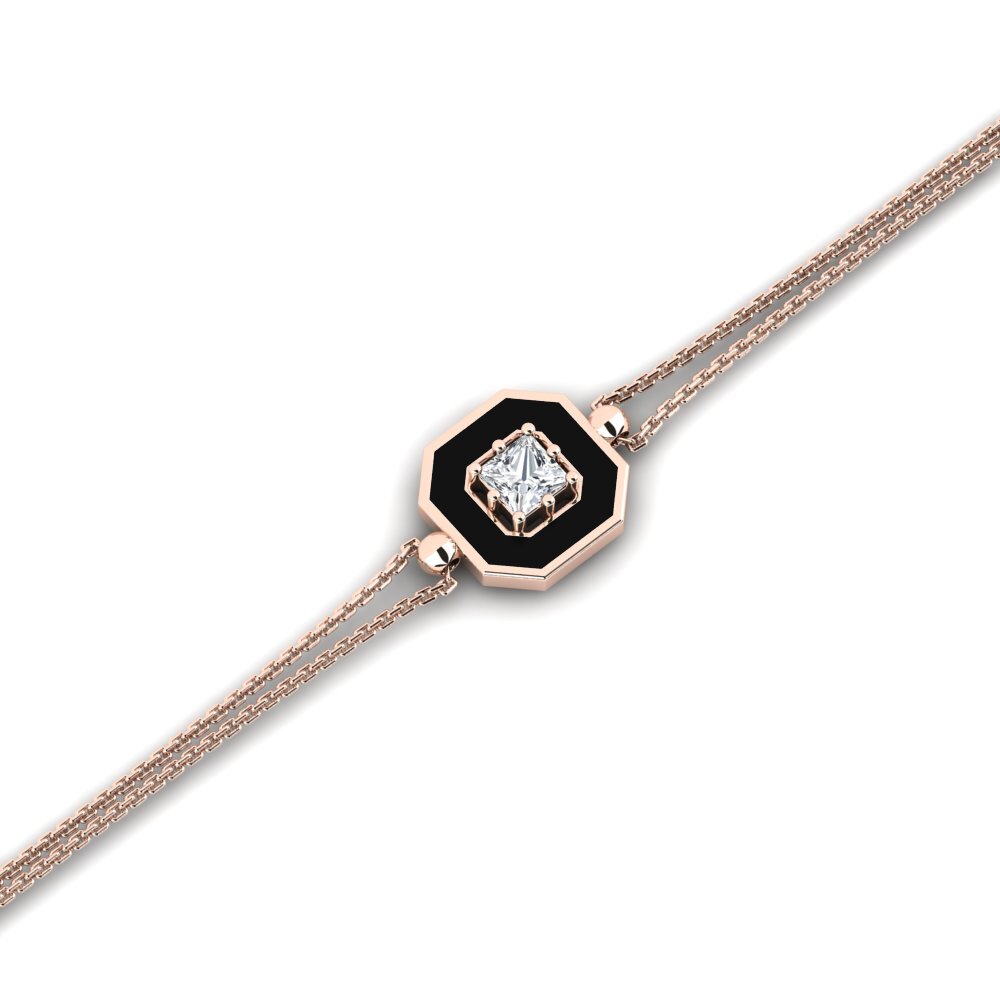9ct Rose Gold White Zircon Women's Bracelet Barreme