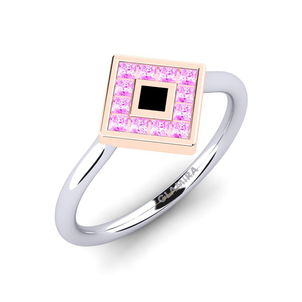18ct White & Rose Gold Pink Sapphire Engagement Ring Barreur