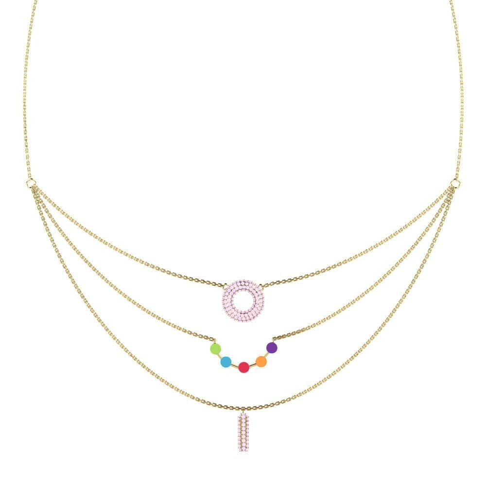 Dây chuyền Vàng 9K Đá Sapphire Hồng Layering