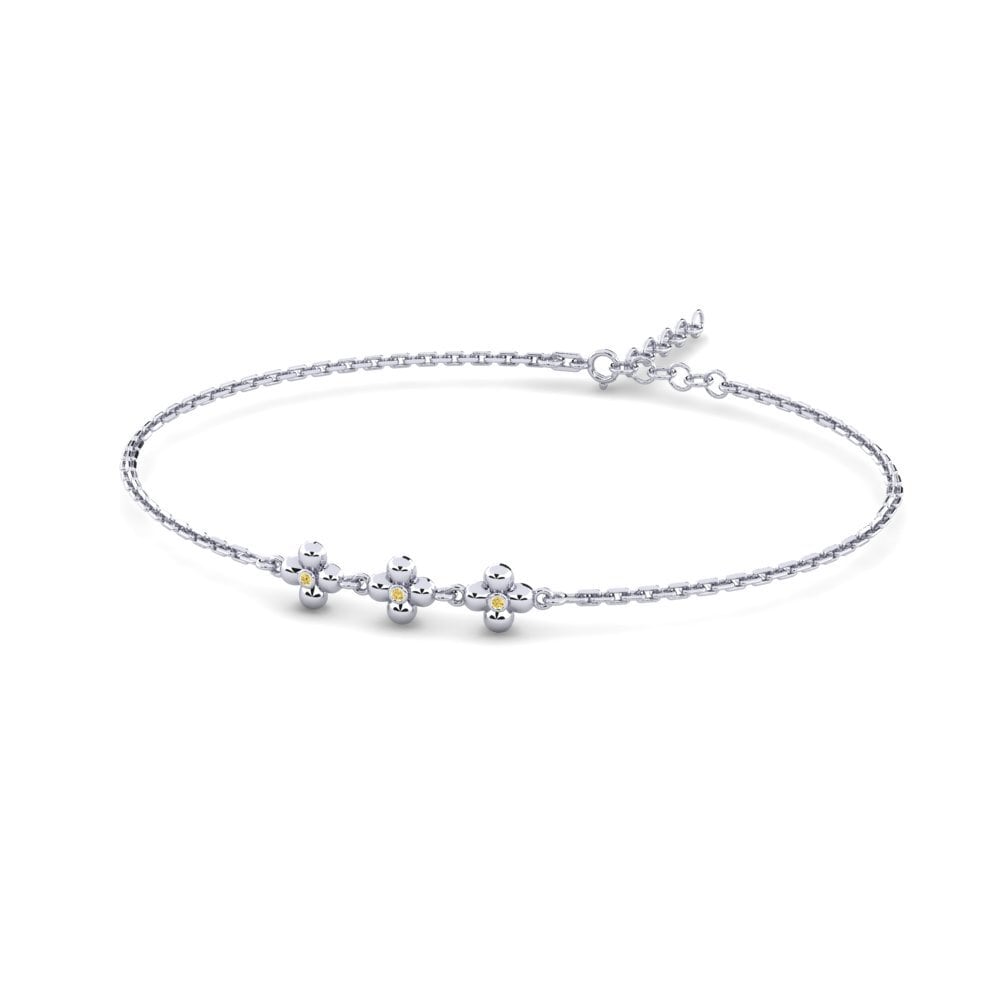 925 Prata de lei Diamante Amarelo Pulseira Feminino Bascriln