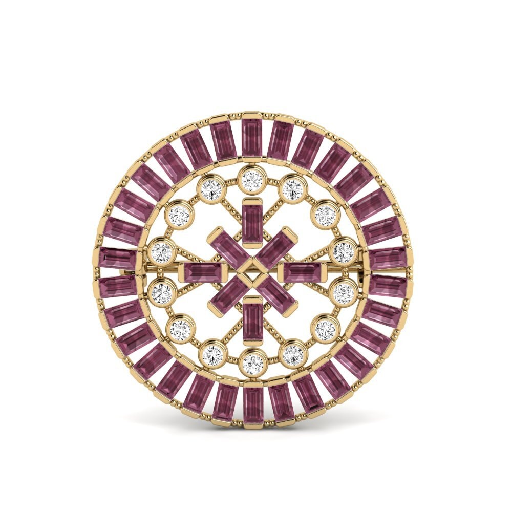 14ct Yellow Gold Rhodolite Garnet Brooch Basila