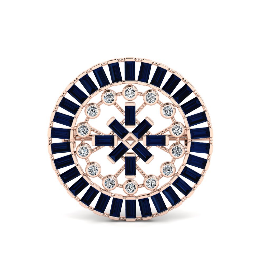 14k Oro Rosa Zafiro Broche Basila