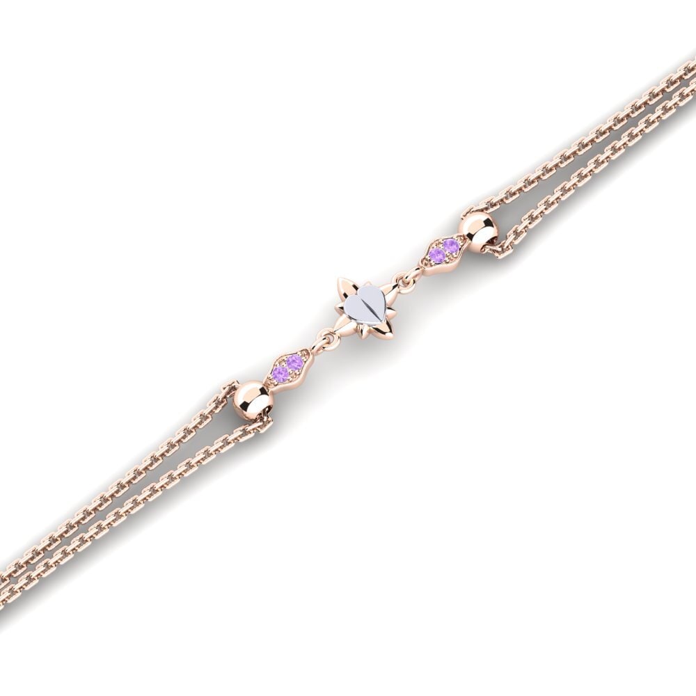 9ct Rose & White Gold Amethyst Women's Bracelet Basiness