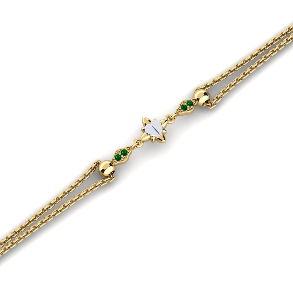 9ct Yellow & White Gold Green Zirconia Women's Bracelet Basiness