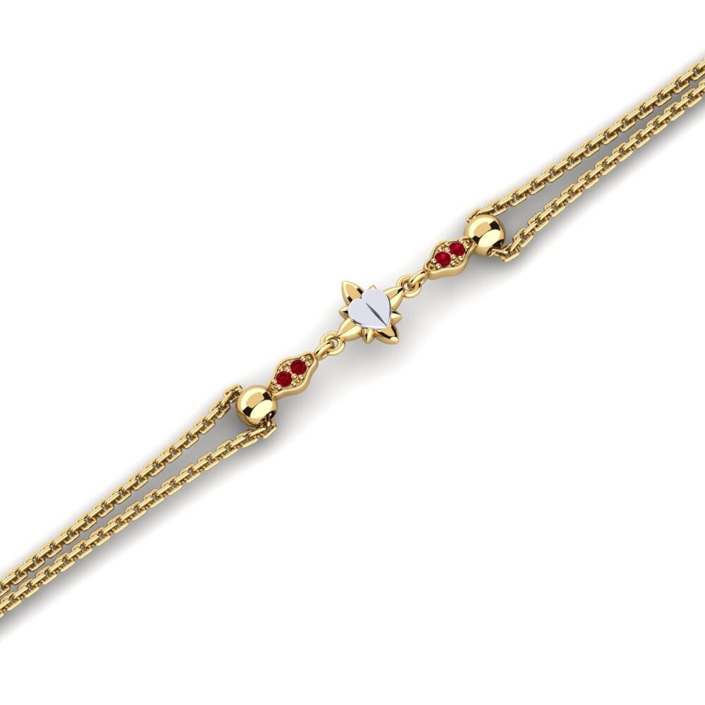 18K Yellow & White Gold Red Zirconia Bracelet Basiness