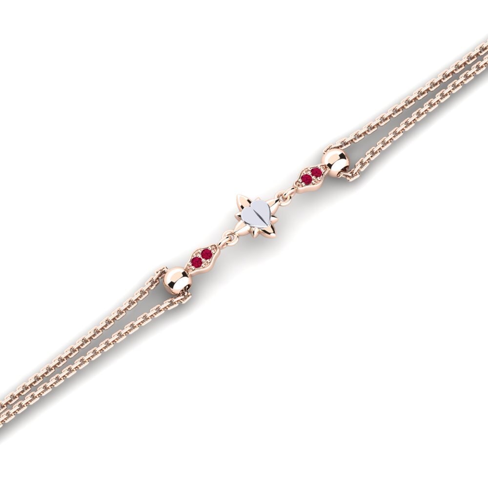 9ct Rose & White Gold Ruby Women's Bracelet Basiness