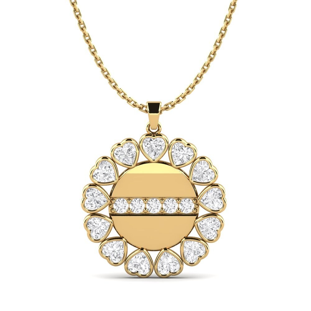 Trái Tim Đá Sapphire Trắng Mặt dây chuyền nữ Bateau