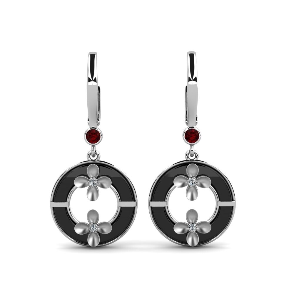 950 Platinum Garnet Women's Earring Battista