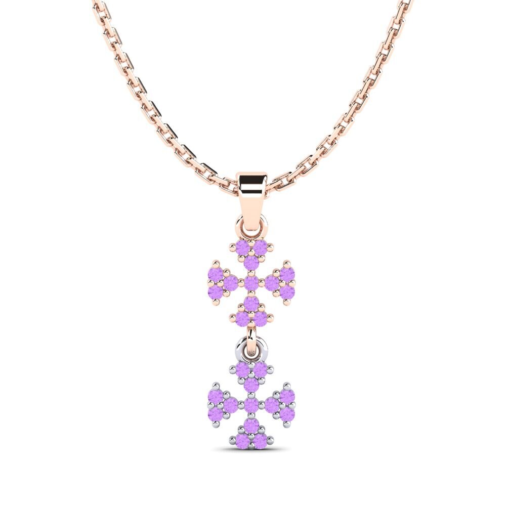 9k Oro Rosa & Blanco Amatista Colgante de Mujer Bavu