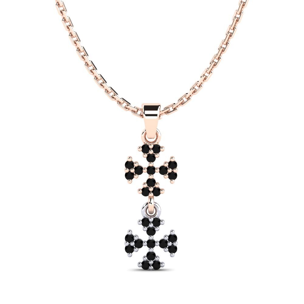 9k Oro Rosa & Blanco Ónix Negro Colgante de Mujer Bavu