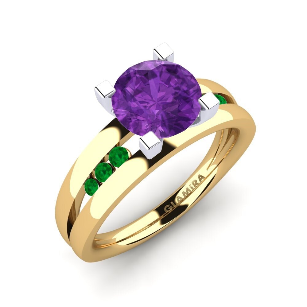 14k Yellow & White Gold Engagement Ring Bayamine 1.6 crt