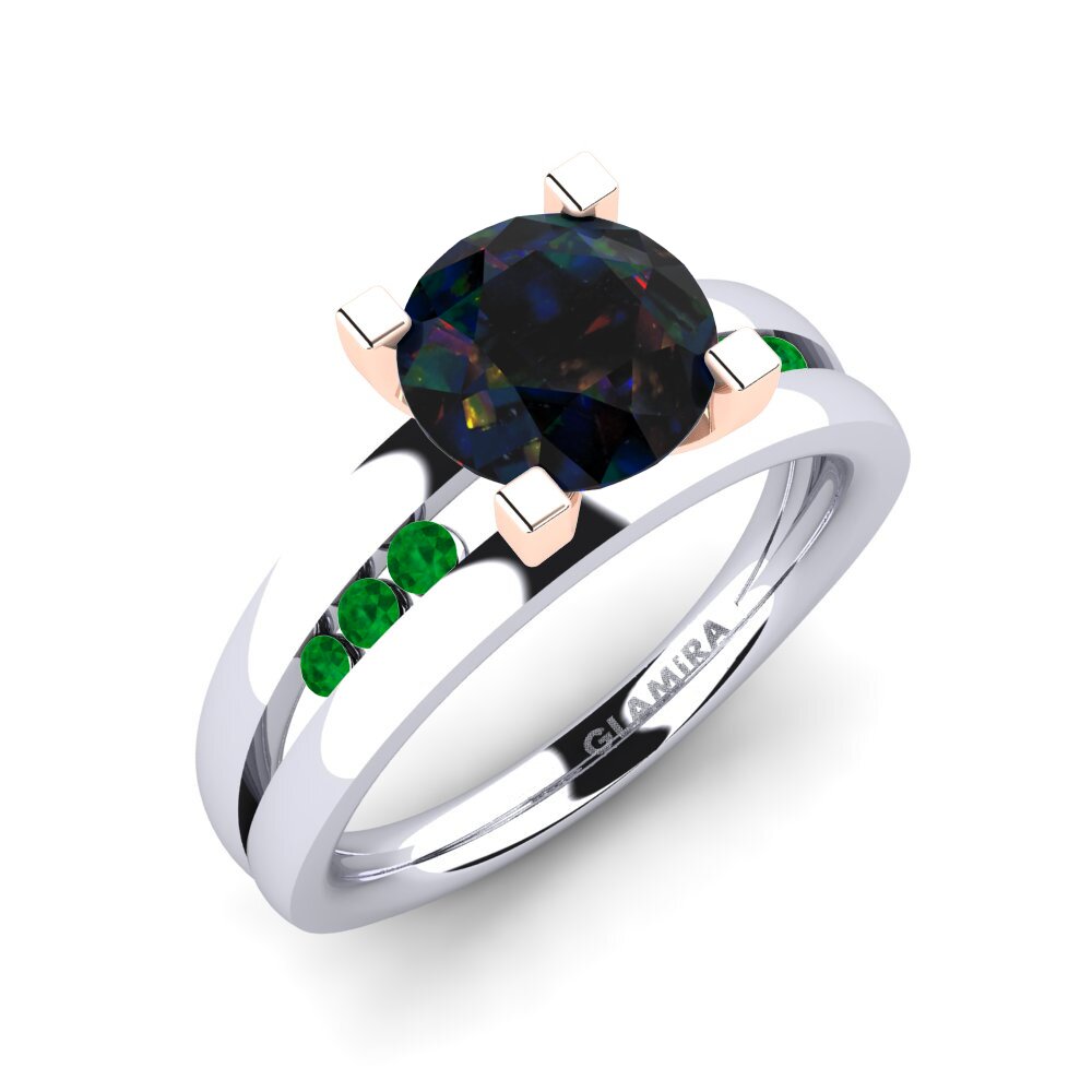 Black Opal Engagement Ring Bayamine 1.6 crt