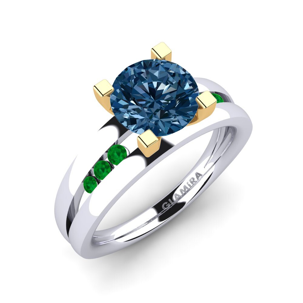 14K White & Yellow Gold Engagement Ring Bayamine 1.6 crt