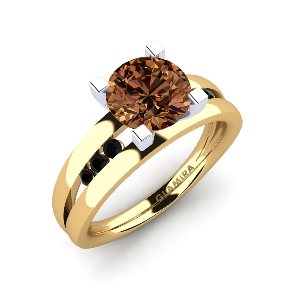 14k Oro Amarillo/Blanco Anillo de compromiso Bayamine 1.6 crt