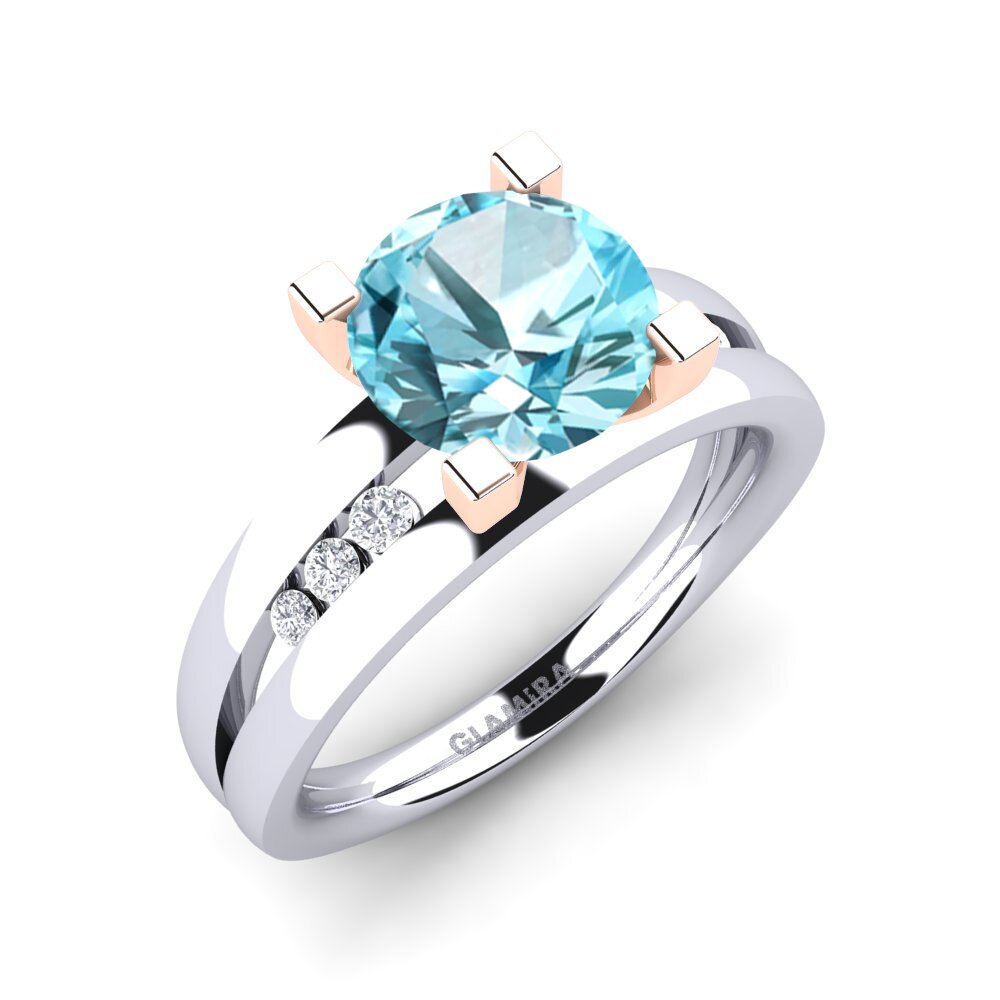 Blue Zircon Engagement Ring Bayamine 2.0 crt