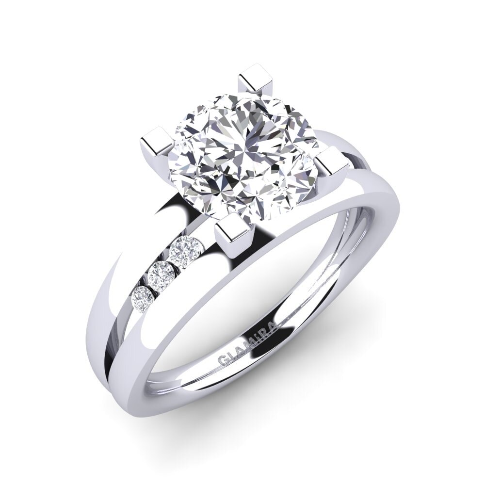 Bague De Fiançailles Moissanite 2.15 Carats - Or Blanc 14k - Ronde, Taille 6 (Personnalisable)