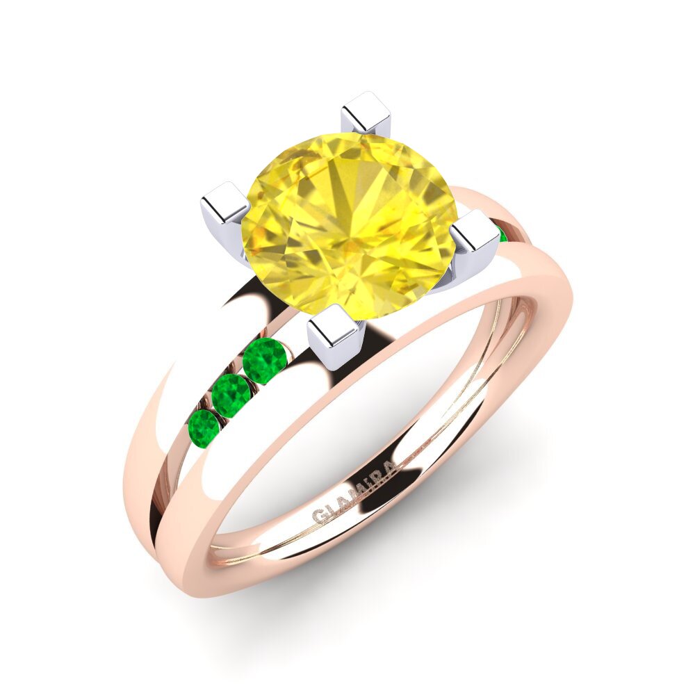 14k Oro Rosa & Blanco Anillo de compromiso Bayamine 2.0 crt