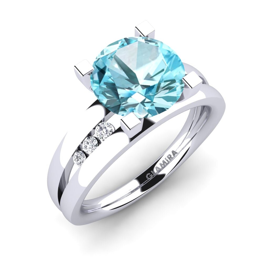 Blue Zircon Engagement Ring Bayamine 3.0 crt