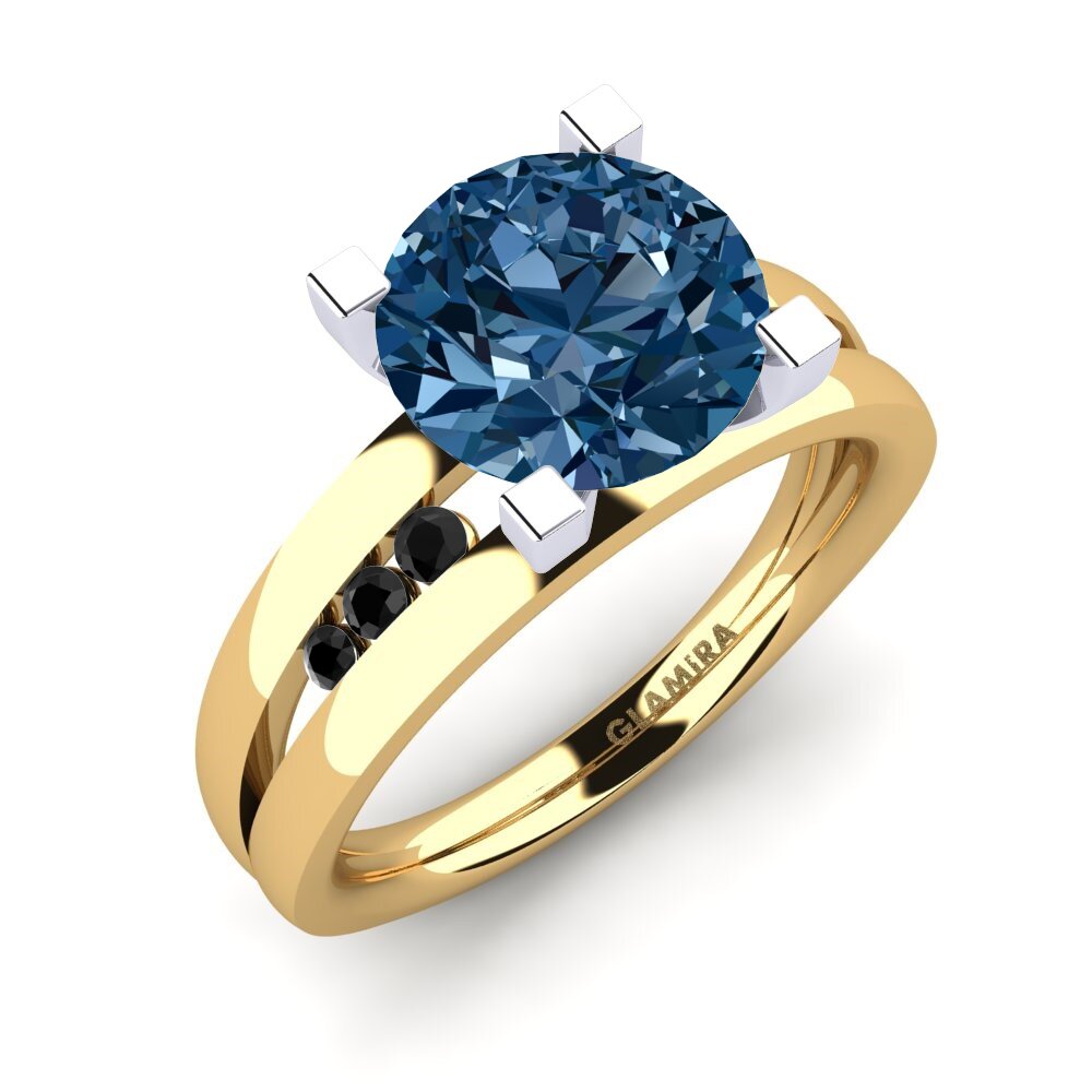 18k Oro Amarillo & Blanco Anillo de compromiso Bayamine 3.0 crt