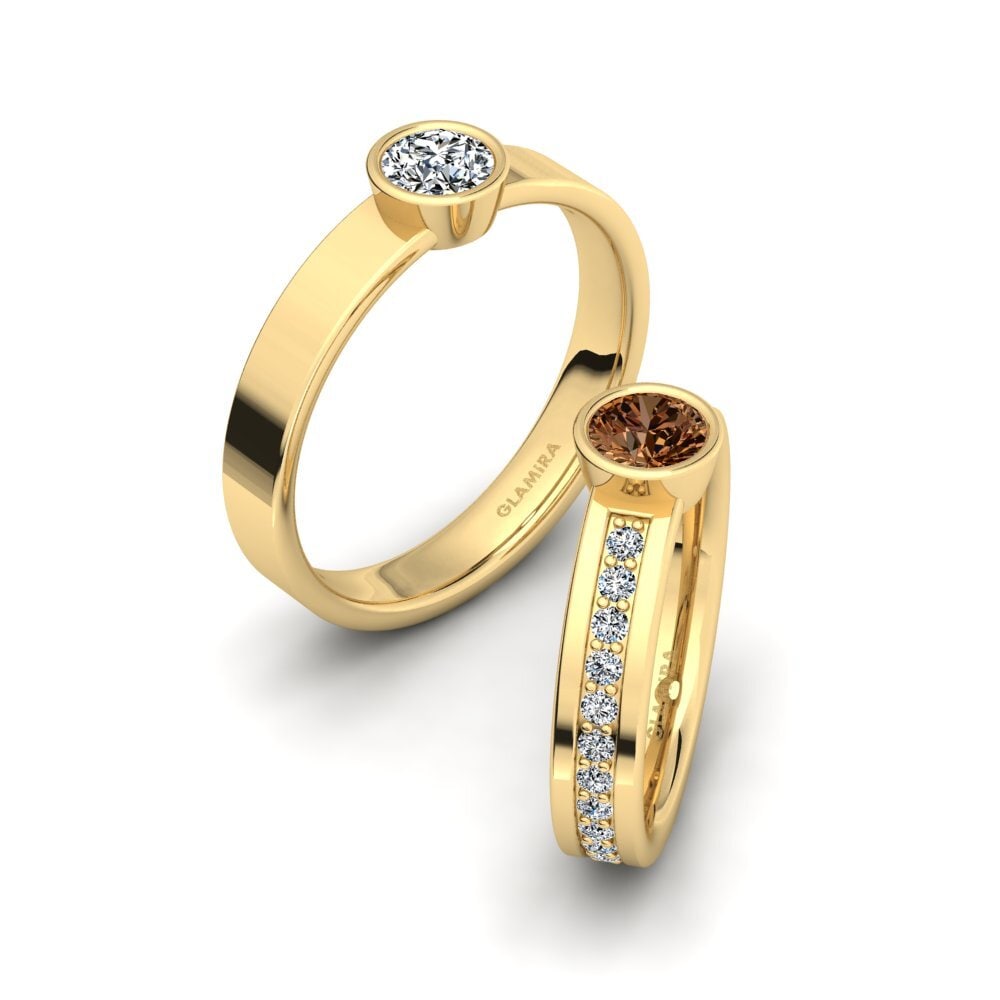 14ct Yellow Gold Brown Diamond Ring Bayins SET