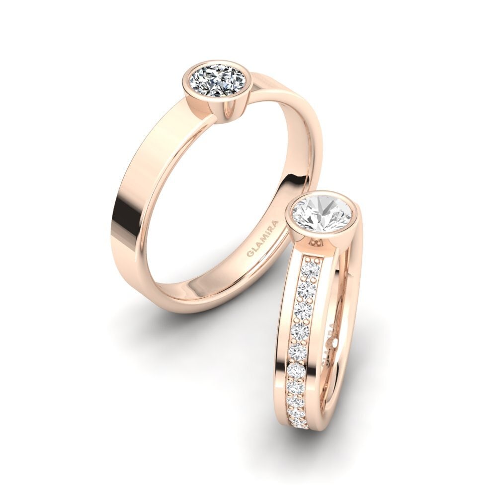 Rotgold 375 Weißer Saphir Ring Bayins SET