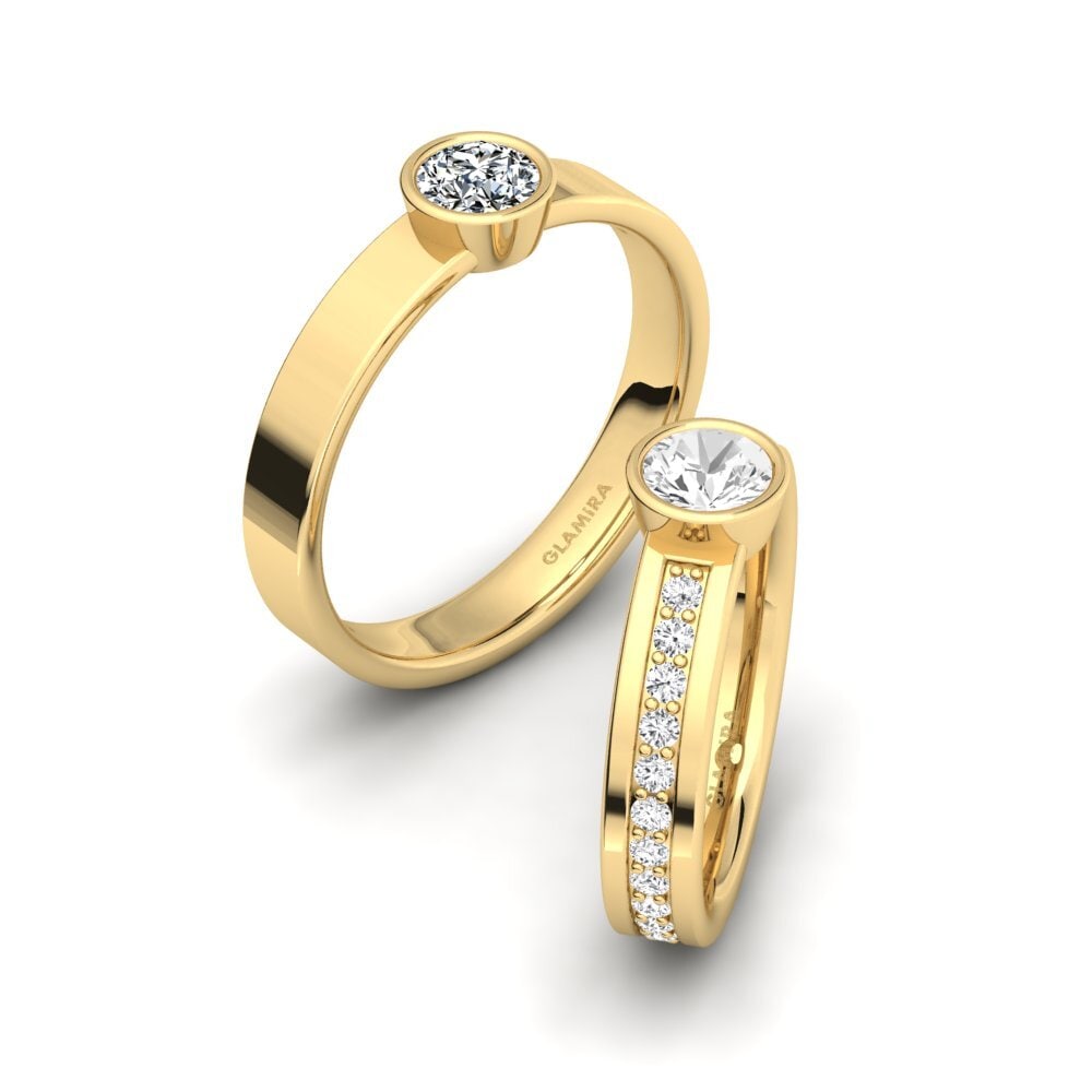 14ct Yellow Gold White sapphire Ring Bayins SET