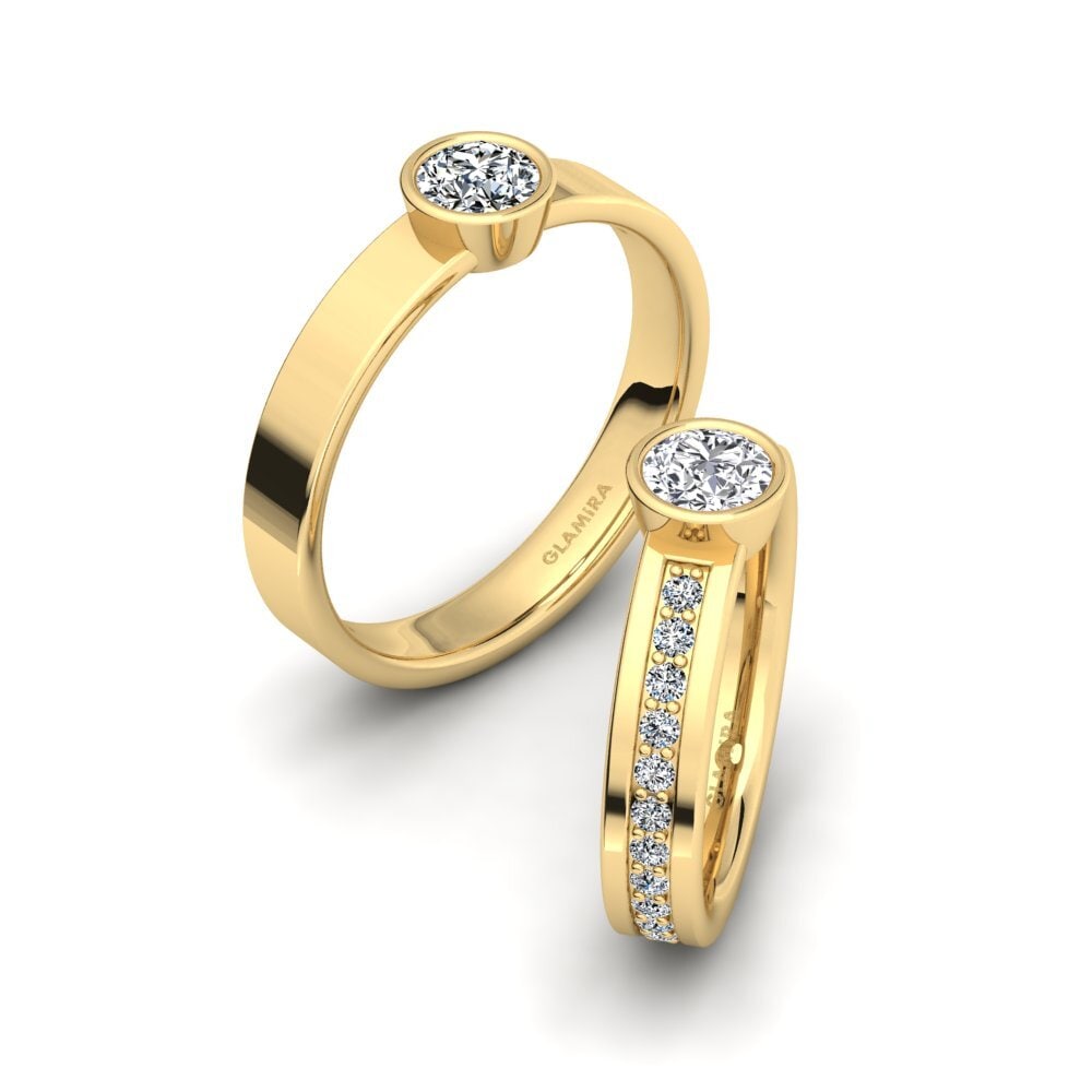 14k Oro Amarillo Diamante cultivado en laboratorio Anillo Bayins SET
