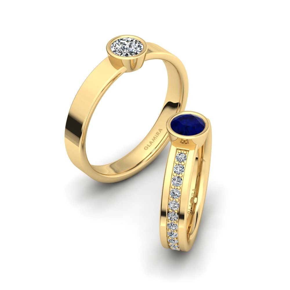 18K Geel Goud Saffier Ringen Bayins SET