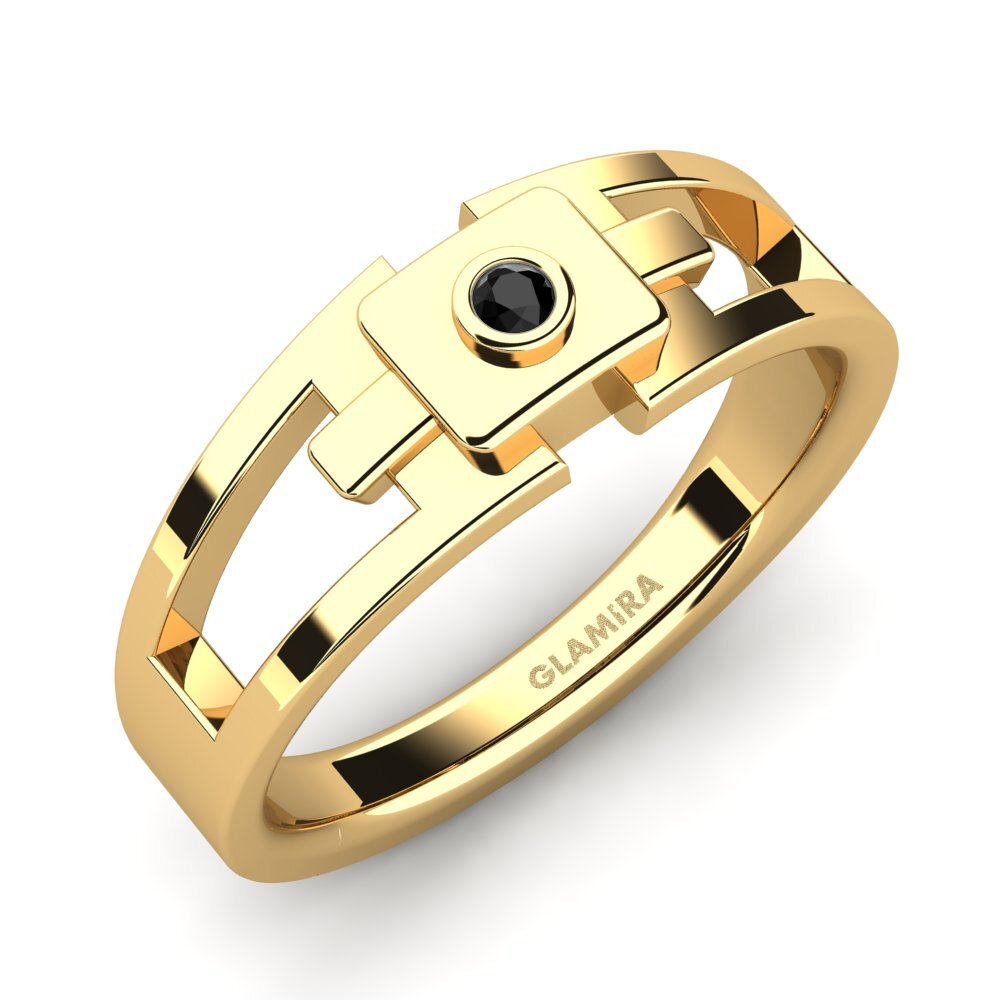 Oro Giallo 750 Onice Nero Anello da uomo Beamard