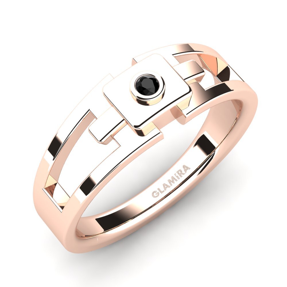 Oro Rosso 750 Zaffiro Nero Anello da uomo Beamard